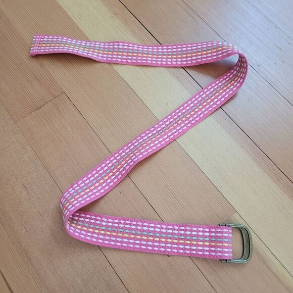 Pink multicolored‎ rainbow striped 100% cotton belt twee y2k kidcore maximalist - Picture 1 of 7
